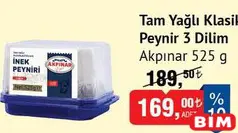 AKPINAR TAM YAĞLI KLASİK PEYNİR 3 DİLİM 525 G fiyat ve kampanya bilgisi